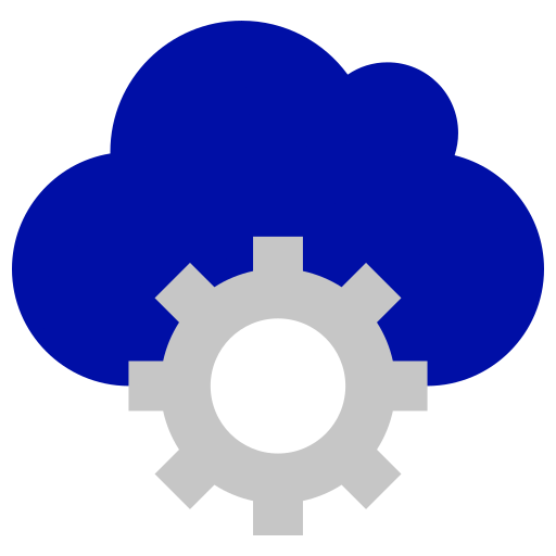 nube color azul con un engranaje color gris debajo