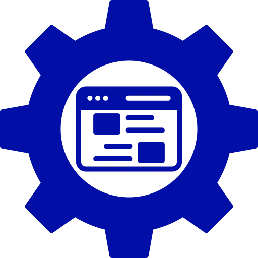 engranaje con ventana de página web dentro