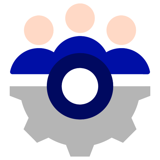 engranaje color gris con personas sobre el