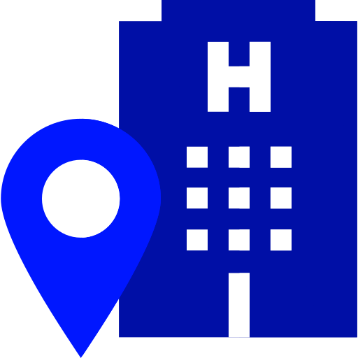 edificio que es un hospital, tiene con letra h en la parte superior