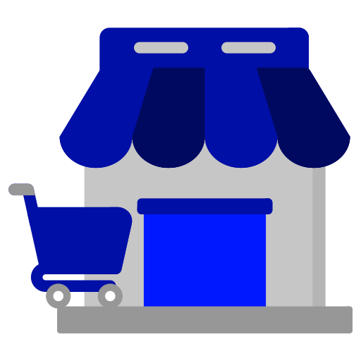 comercio con un carrito de compras afuera