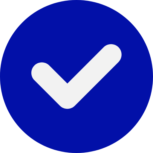 icono de check, dentro de un circulo azul