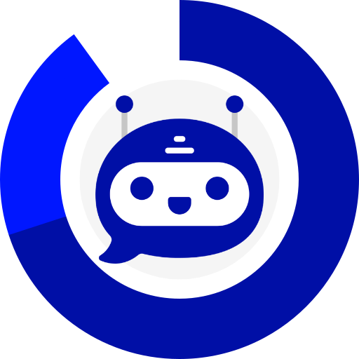 grafica de pastel con robot color azul en el centro