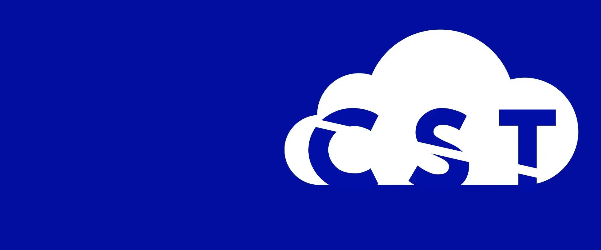 Logotipo de cloud systems and technology con fondo azul de fondo